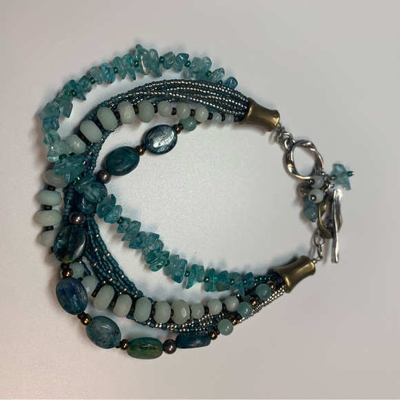 Silpada Vintage Sterling, Quartzite, Kyanite, Apatite, Brass, Seed Bead Bracelet - Picture 2 of 16